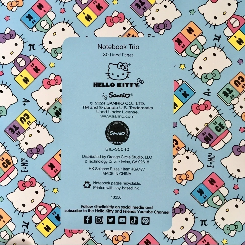 Hello Kitty “STAY CUTE” Notebook, Pink, 80 lined pages